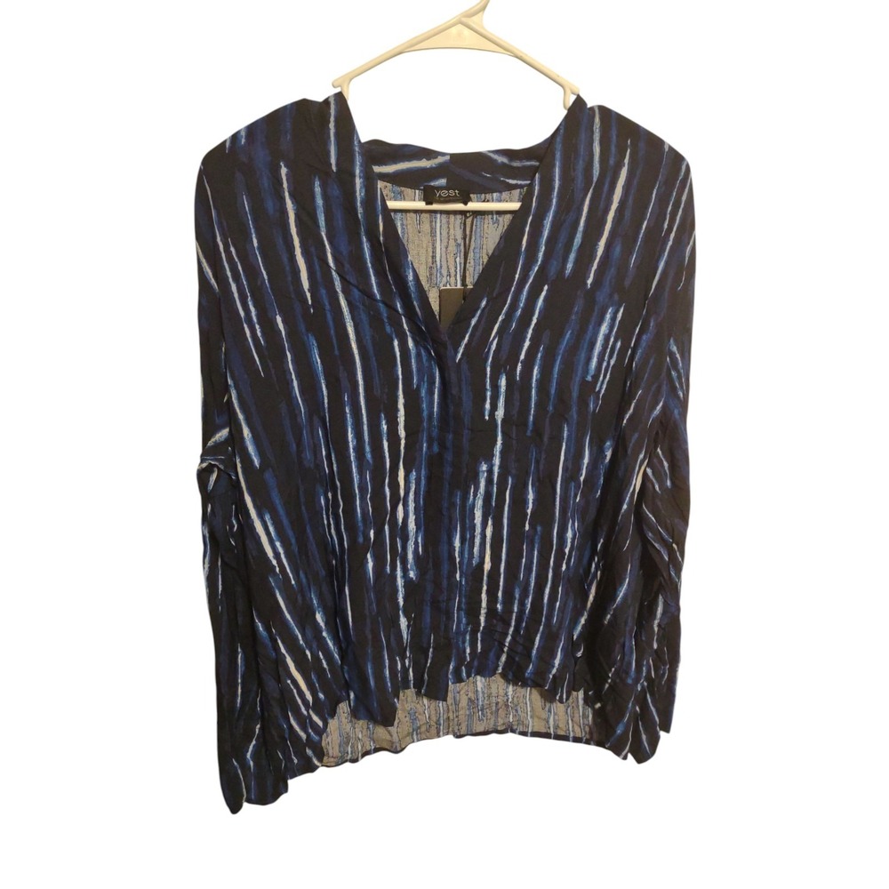 Yest The Neverlands Blue Crinkle High Low Popover Blouse Classic 12